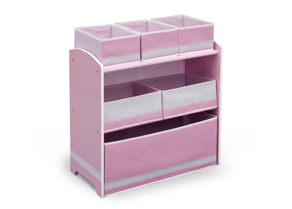 Delta Children Pink / White Generic Wooden Toy Organizer, Left View b1b